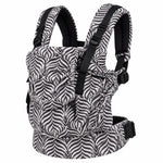 Marsúpio Emeibaby Easy Leaves Dark Baby Size com padrão de folhas em cinzento e cru