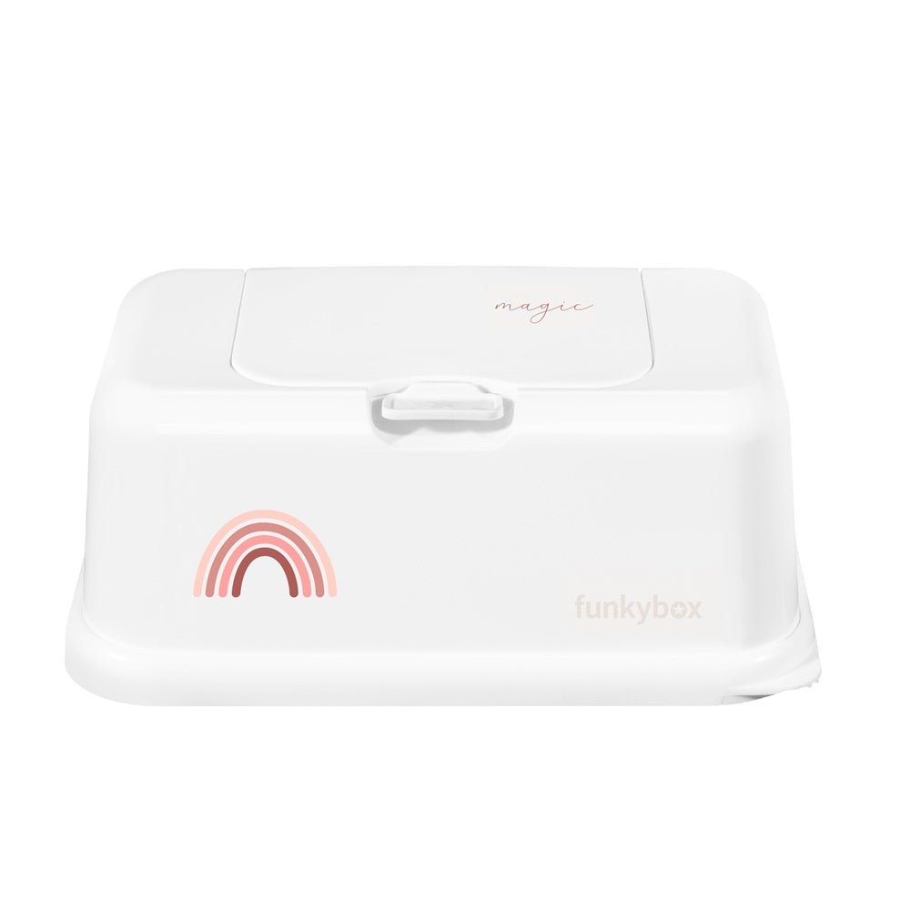 FunkyBox - Dispensador de Toalhitas Mate - Branca Arco-iris Rosa