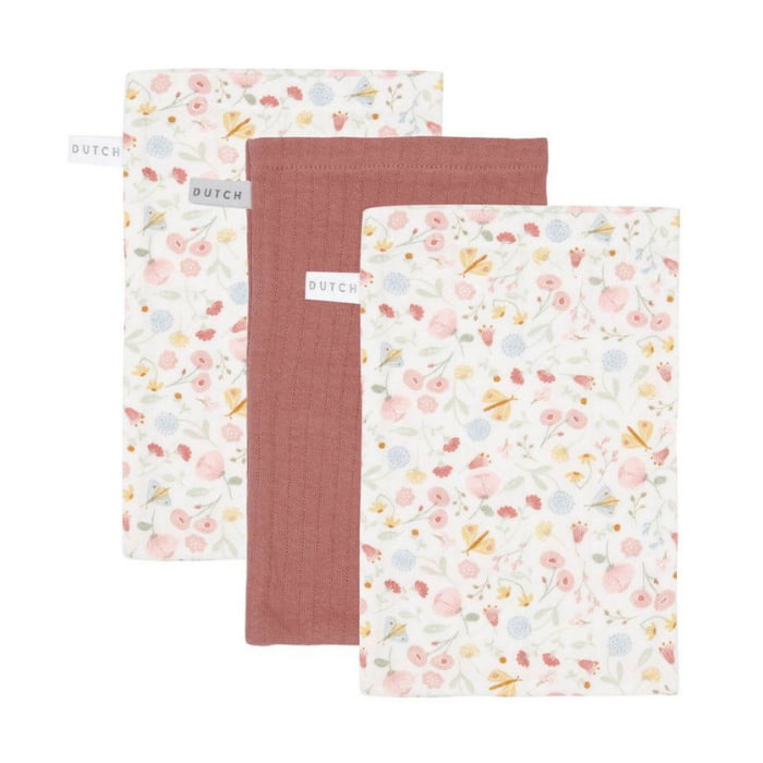 Little Dutch Toalhas de Rosto - Pure Pink Blush / Flowers & Butterflies