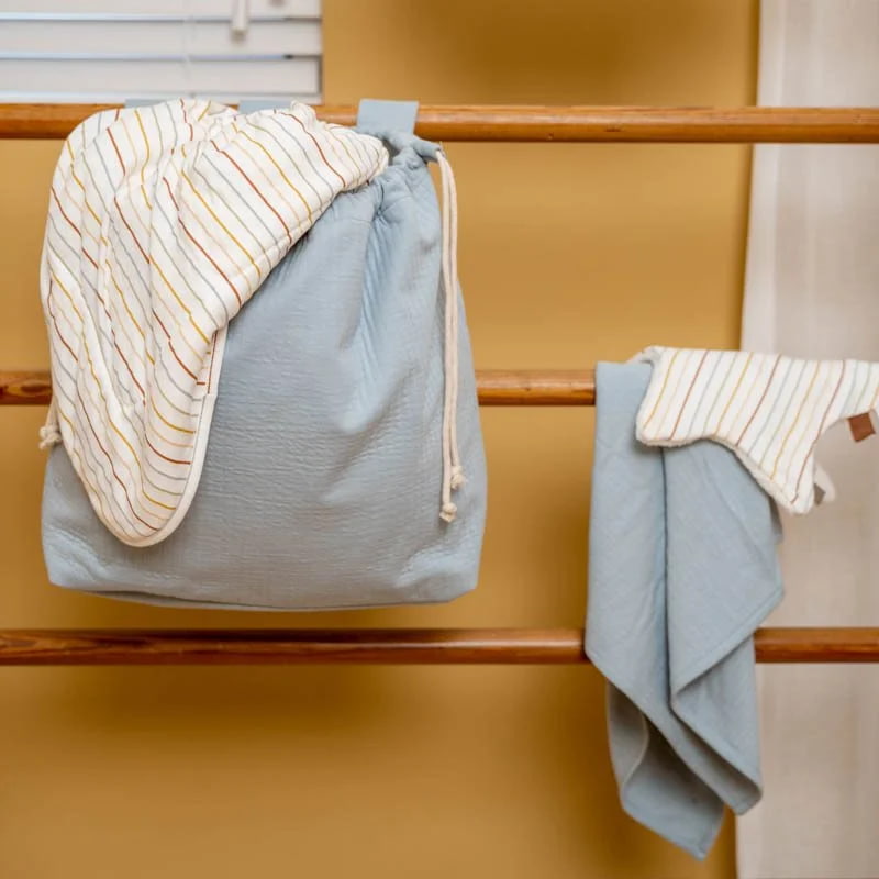 Little Dutch Mini Toalhinhas de Higiene | Washcloths - Vintage Sunny Stripes / Pure Soft Blue