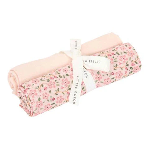 Little Dutch Swaddles 70 x 70 em Musselina - Soft Pink ; Fairy Floral