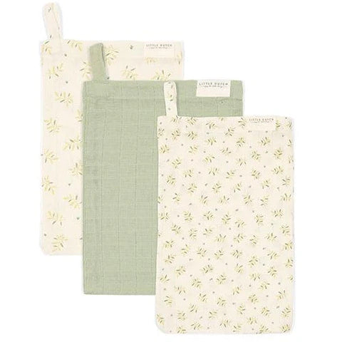 Little Dutch Mini Toalhinhas de Higiene em Musselina | Washcloths - Blueberry Leaves