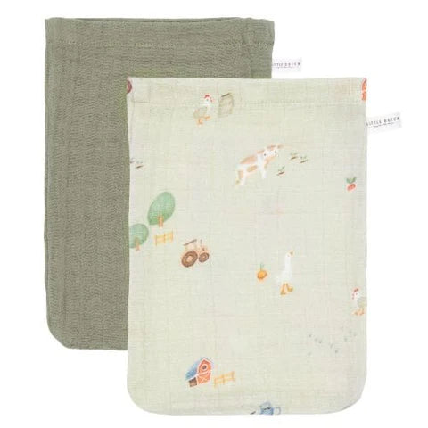 Little Dutch Mini Toalhinhas de Higiene | Washcloths - Little Farm / Pure Olive