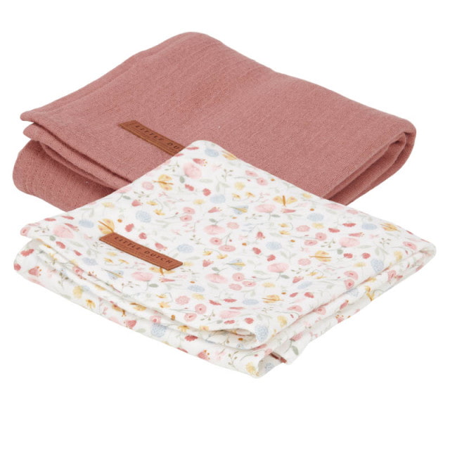 Little Dutch Toalhas de Rosto - Pure Pink Blush / Flowers & Butterflies