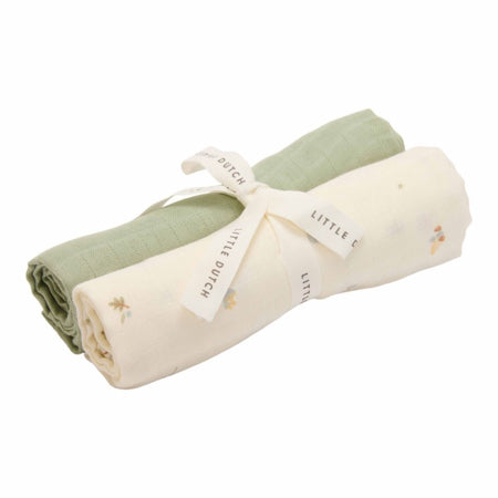 Little Dutch Swaddles 70 x 70 em Musselina - Forest Treasures ; Sage