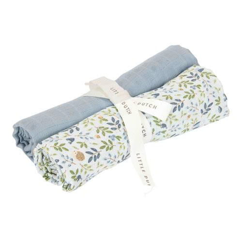 Little Dutch Swaddles 70 x 70 em Musselina - Forest Adventure ; Denim Blue