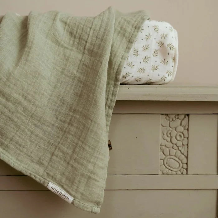 Little Dutch Swaddle 120 x 120 em Musselina - Sage