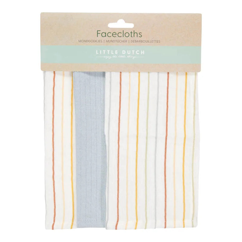 Little Dutch Toalhas de Rosto - Vintage Sunny Stripes / Pure Soft Blue