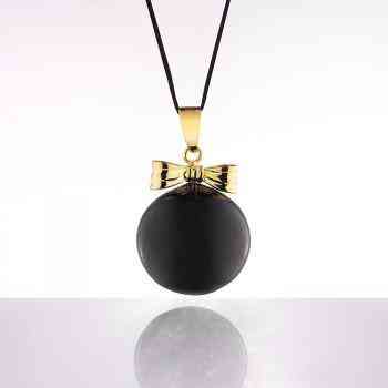 Cache Coeur Bola de Grossesse "Chamador de Anjos" - Black enamel/Gold