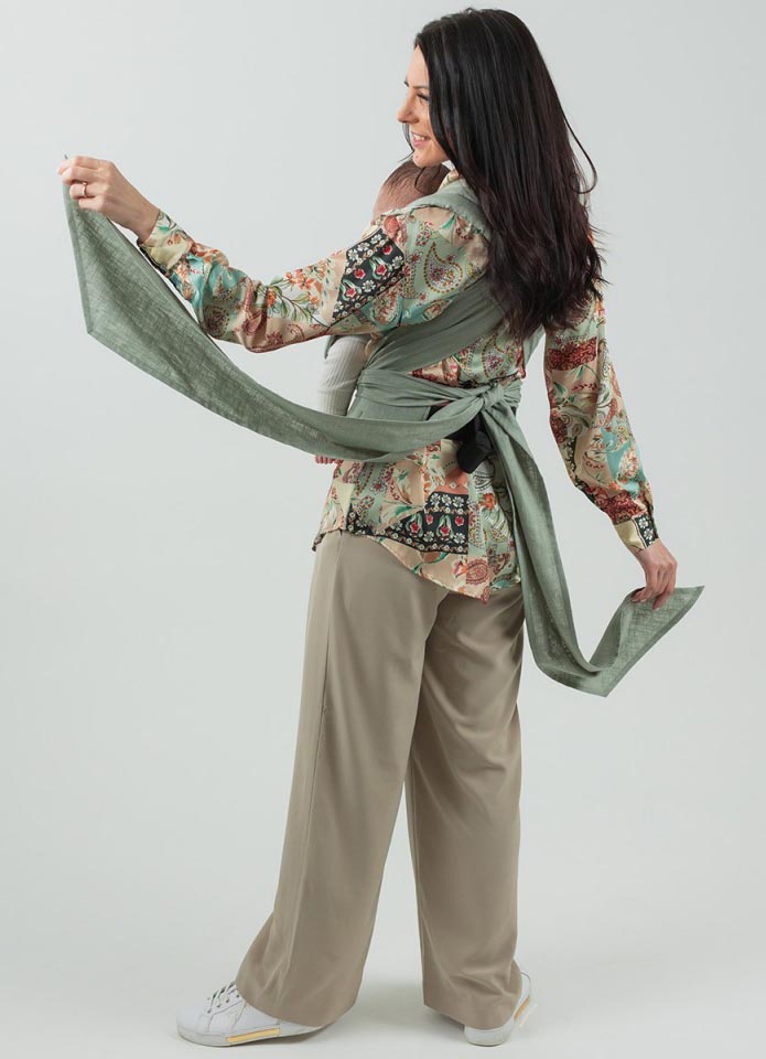 Isara Quick Half Buckle Mochila Portabebé - Sage Green Linen