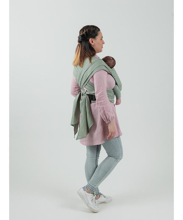 Isara Mochila Portabebé QuickTie - Sage Green Linen