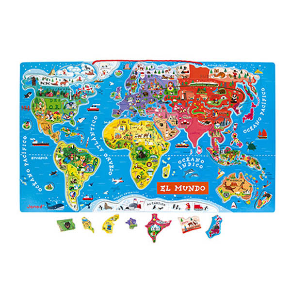 Janod - Puzzle Magnético Atlas Mundial (versão espanhola)