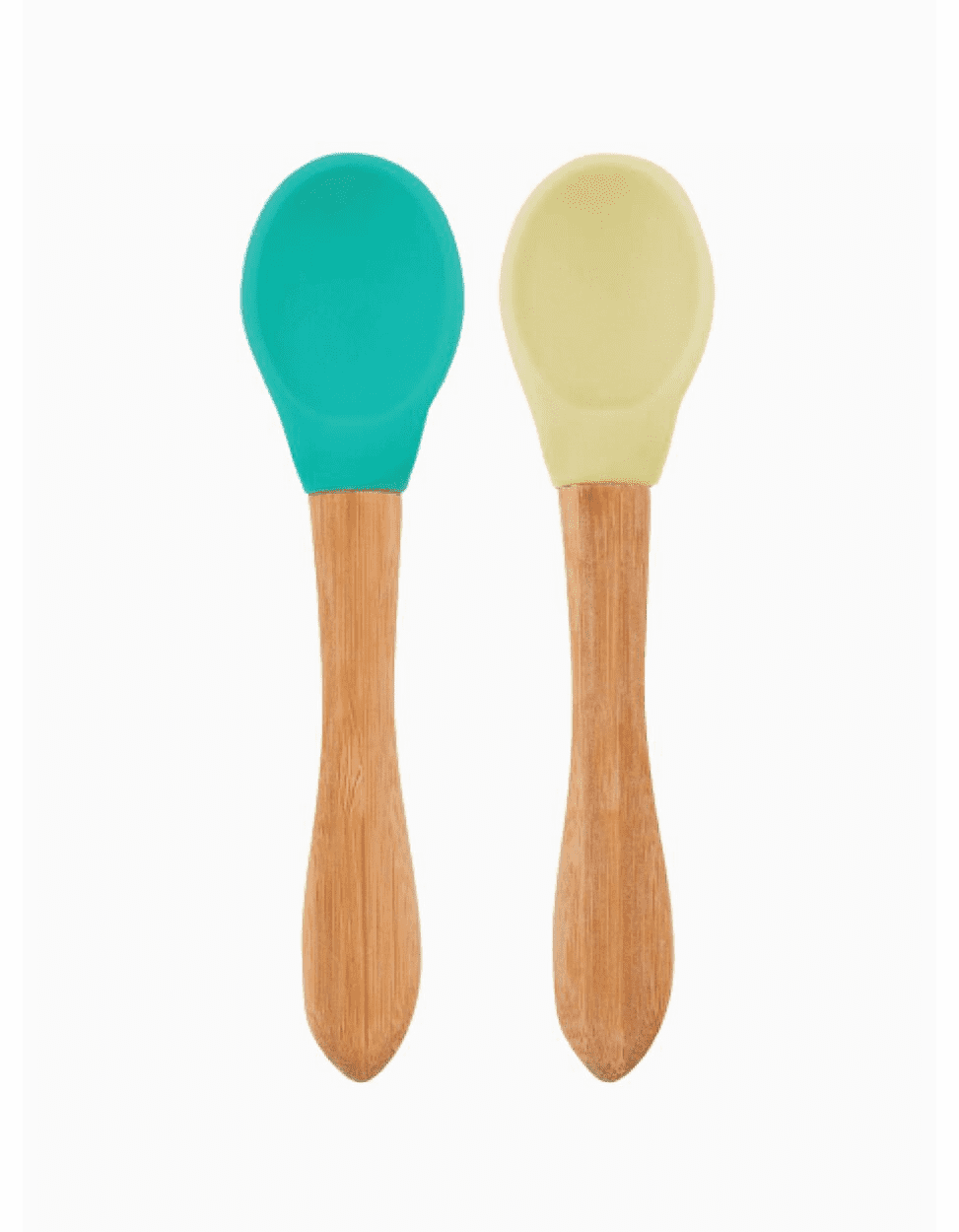 Minikoioi Colheres em Silicone e Bambu - Verde e Amarelo