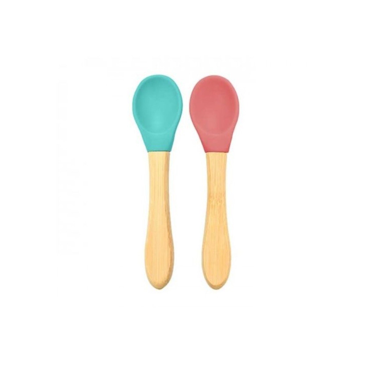 Minikoioi Colheres em Silicone e Bambu - Verde e Bordeaux