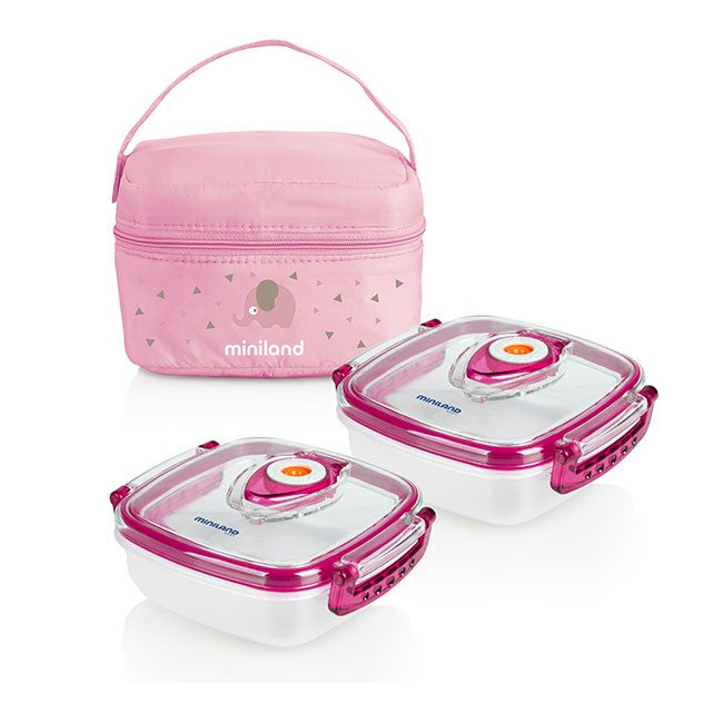 Miniland Conjunto de 2 Recipientes Hermifresh - Rosa