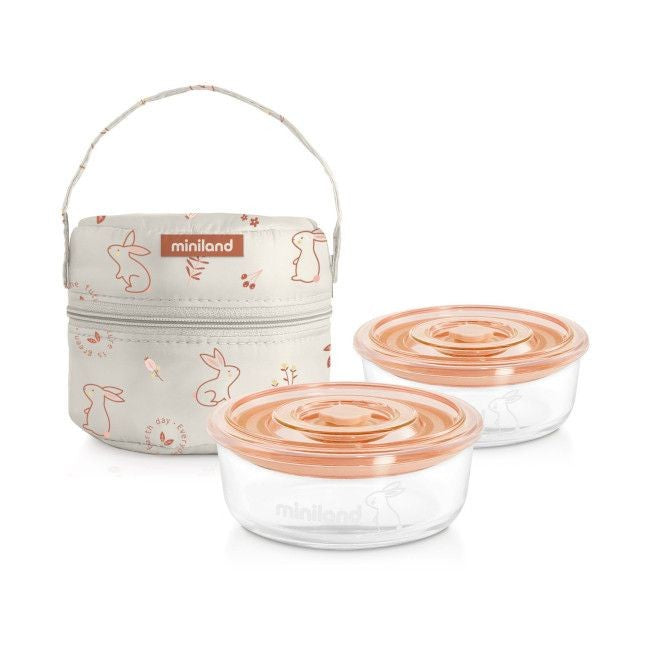 Miniland Conjunto de 2 Recipientes Naturround - Bunny