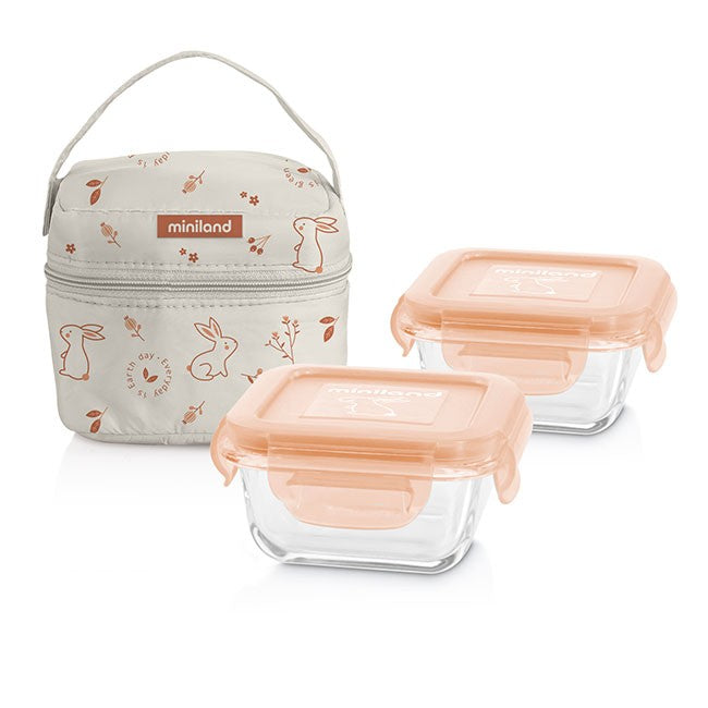 Miniland Conjunto de 2 Recipientes Natusquare - Bunny