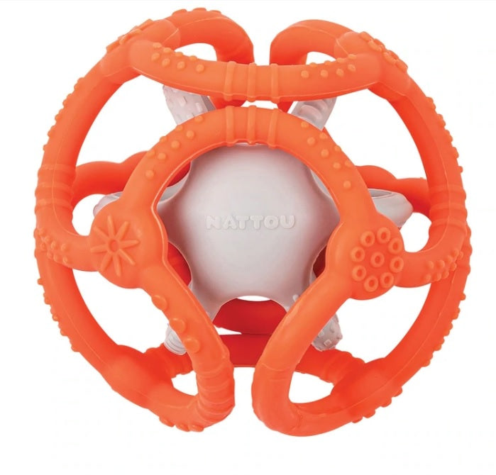 Nattou Bola Silicone - Laranja e Cinza
