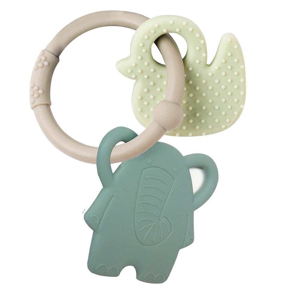 Nattou Roca Silicone - Elefante+Pato Aro Cinza