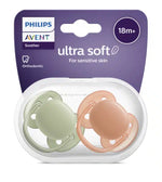 Philips Avent 2 Chupetas 18M+ Ultra Soft Lisas - Verde/Laranja