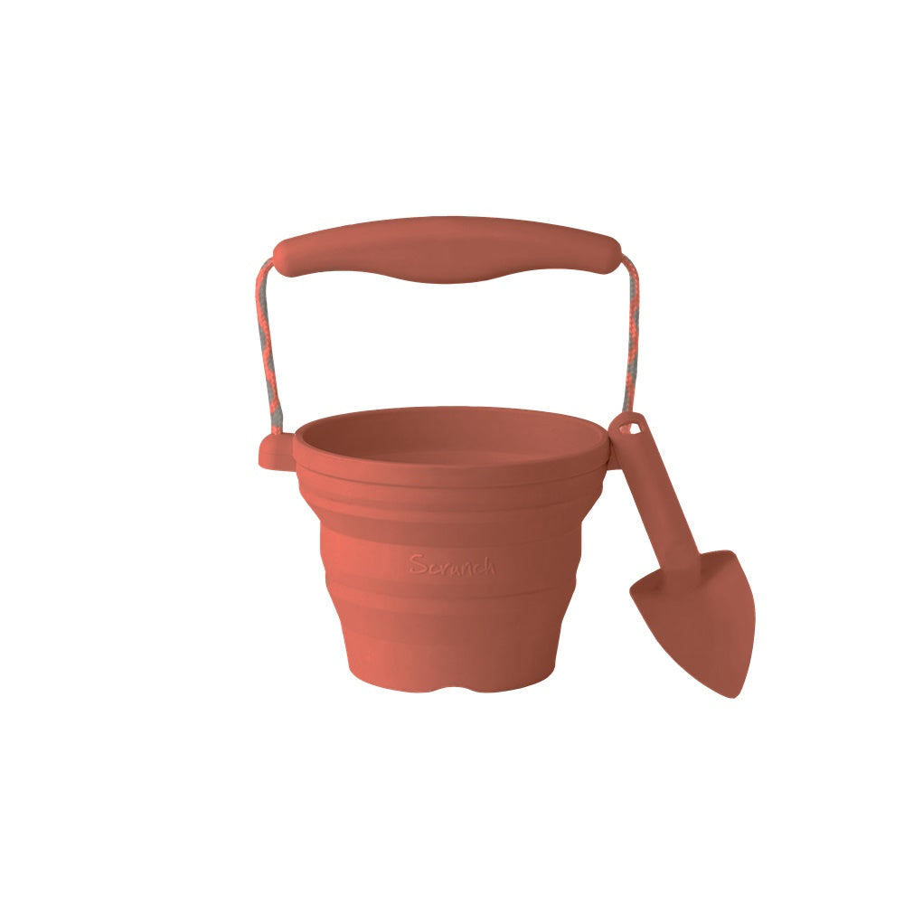 Scrunch - Mini Balde de Praia em Silicone c/ Pá - Rust