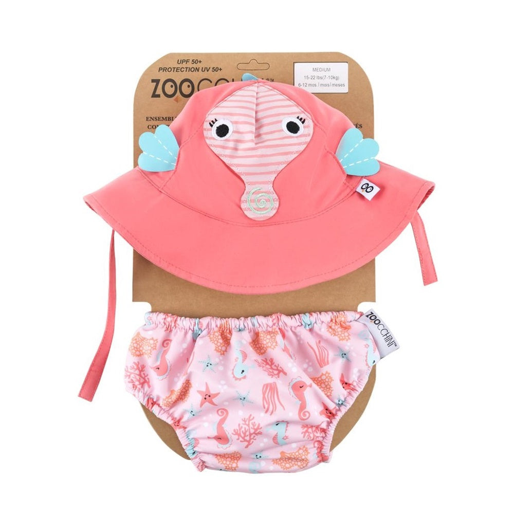 ZooCchini - Conjunto de Banho Chapéu e Cueca 12-24 meses - Cavalo Marinho