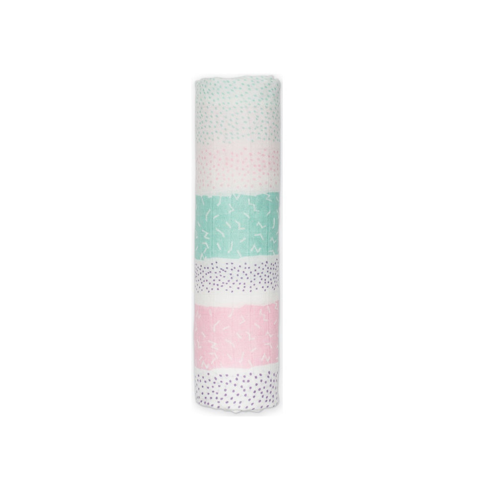 Lulujo - Musselina de Bambu 120x120cm - Ricas e Pontos Rosas