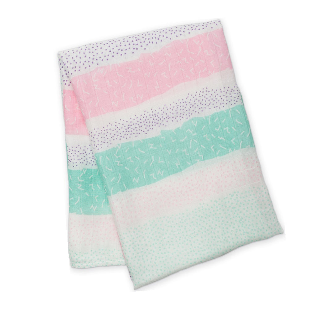 Lulujo - Musselina de Bambu 120x120cm - Ricas e Pontos Rosas