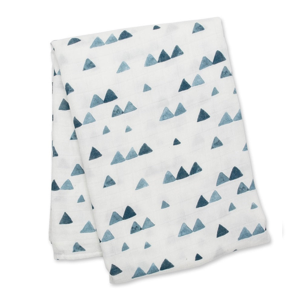 Lulujo - Musselina de Bambu 120x120cm - Triângulos Azuis