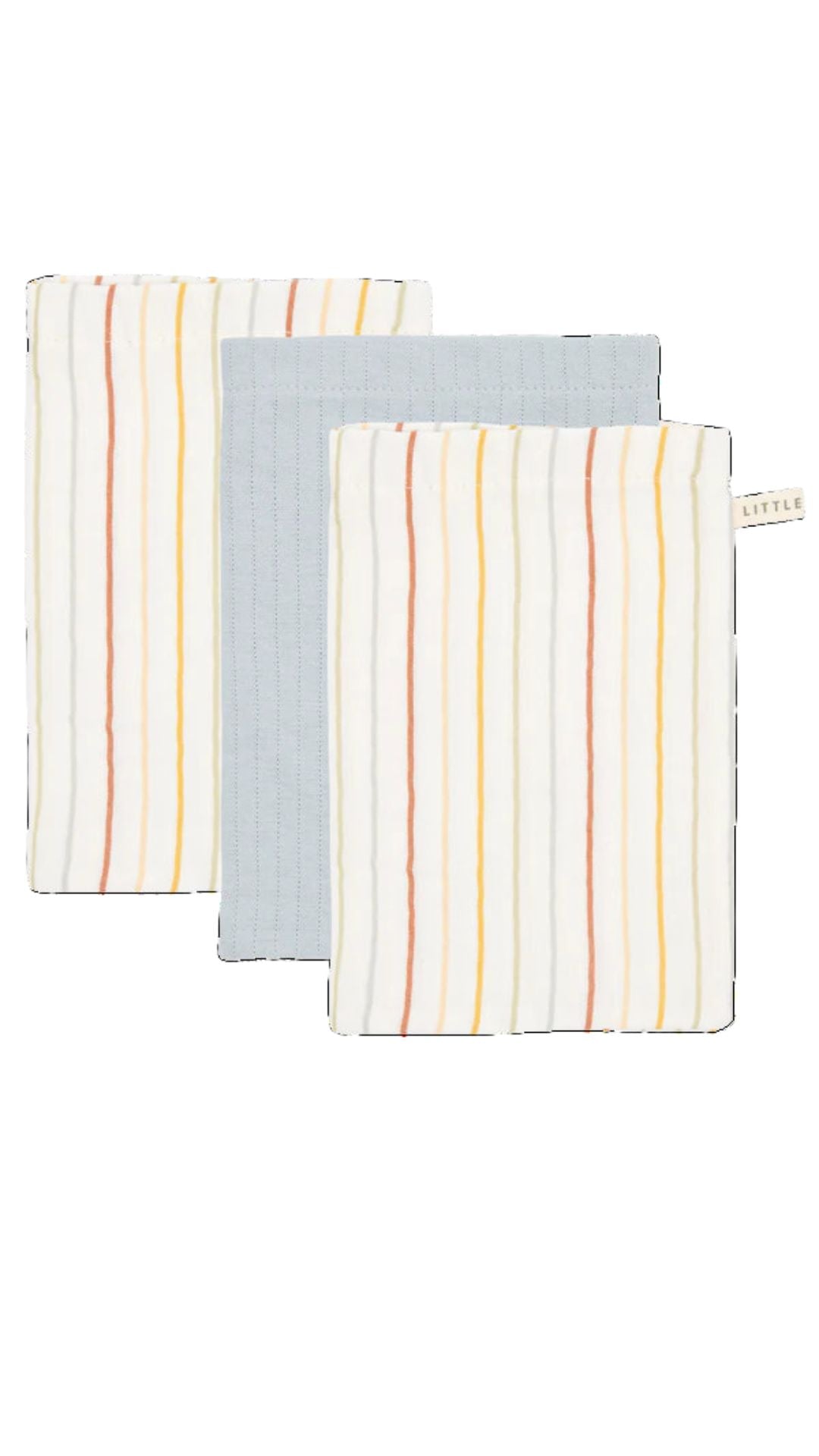 Little Dutch Mini Toalhinhas de Higiene | Washcloths - Vintage Sunny Stripes / Pure Soft Blue
