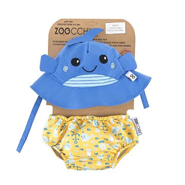 ZooCchini - Conjunto de Banho Chapéu e Cueca 3-6 meses - Baleia