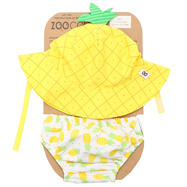 ZooCchini - Conjunto de Banho Chapéu e Cueca 12-24 meses - Ananás