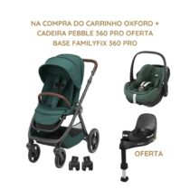Maxi-Cosi Carrinho Oxford + Pebble 360 Pro + Adaptadores + Oferta Base Family Fix 360 Pro - Essential Green