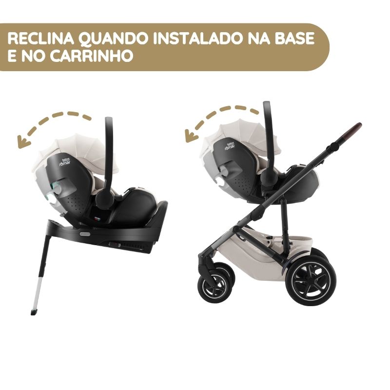 Britax Römer Cadeira Auto Baby-Safe Pro reclina quando instalado na base e no carrinho