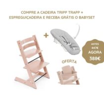 Stokke Tripp Trapp Cadeira Evolutiva (Faia) + Espreguiçadeira + Baby Set - Rosa Sereno