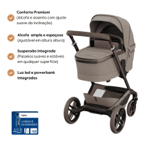 Carrinho de Passeio Fame + Alcofa da Maxi-Cosi – Conforto premium dos 0 meses aos 4 anos – Twillic Truffle