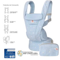Mochila porta-bebé Ergobaby Omni Deluxe em algodão na cor serene blue flowers. Recomendável a partir dos 0 meses.