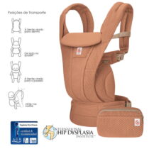 Mochila porta-bebé Ergobaby Omni Deluxe Mesh respirável em canyon clay. Recomendável a partir dos 0 meses.