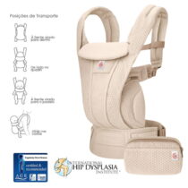 Mochila porta-bebé Ergobaby Omni Deluxe Mesh respirável em natural beige. Recomendável a partir dos 0 meses.
