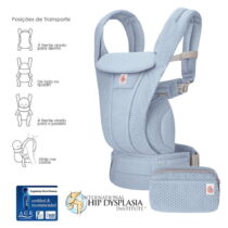 Mochila porta-bebé Ergobaby Omni Deluxe Mesh respirável em serene blue. Recomendável a partir dos 0 meses.