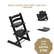 Stokke Bundle Cadeira Tripp Trapp + Baby Set + Tabuleiro - Black