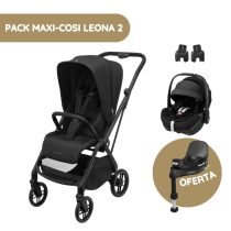 Maxi-Cosi Carrinho de Passeio Leona 2 + Pebble 360 Pro2 + Adaptadores + Oferta Base Family Fix 360 Pro - Twillic black