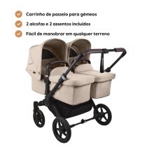 Carrinho de Passeio para Gémeos Bugaboo Donkey 5 Twin - Black/Desert Taupe