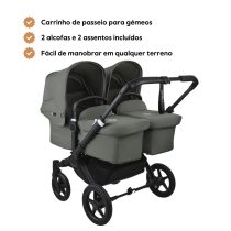 Carrinho de Passeio para Gémeos Bugaboo Donkey 5 Twin - Black/Forest Green
