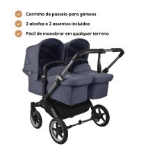 Carrinho de Passeio para Gémeos Bugaboo Donkey 5 Twin - Graphite/Stormy Blue