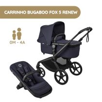 Carrinho Bugaboo Fox 5 Renew - Negro/Azul Indigo