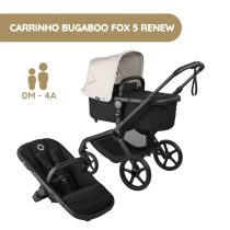 Carrinho Bugaboo Fox 5 Renew - Negro/Negro Clássico-Branco Neblina