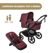 Carrinho Bugaboo Fox 5 Renew - Negro_Vermelho Cereja