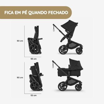 Carrinho Bugaboo Fox 5 Renew fica em pé fechado