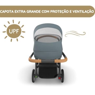 UPPAbaby Carrinho de Bebé Cruz V3 capota extra grande com proteção e ventilação